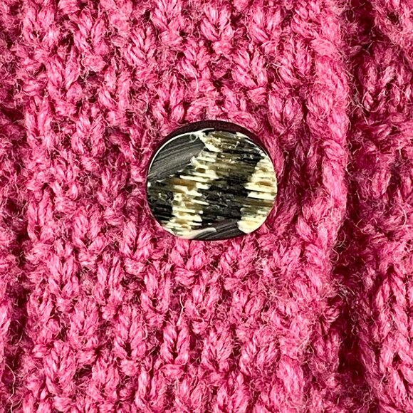 Carraig Donn Merino Wool Cardigan Pink Cable Knit • Preppy Classic Ireland • M - Picture 12 of 14